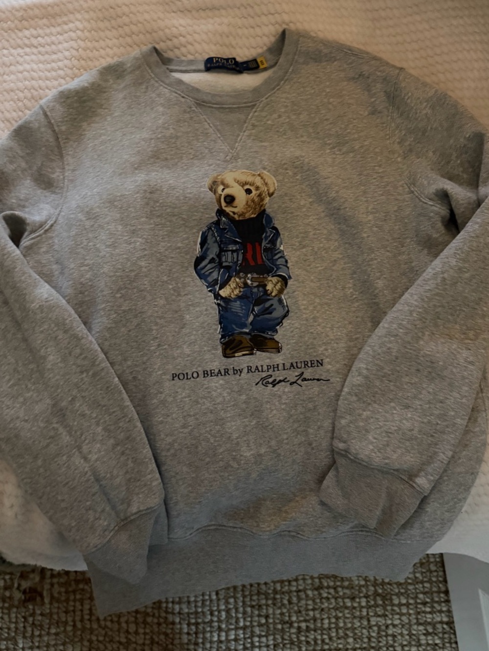 Ralph Lauren Gray Polo Bear Crewneck Sweatshirt